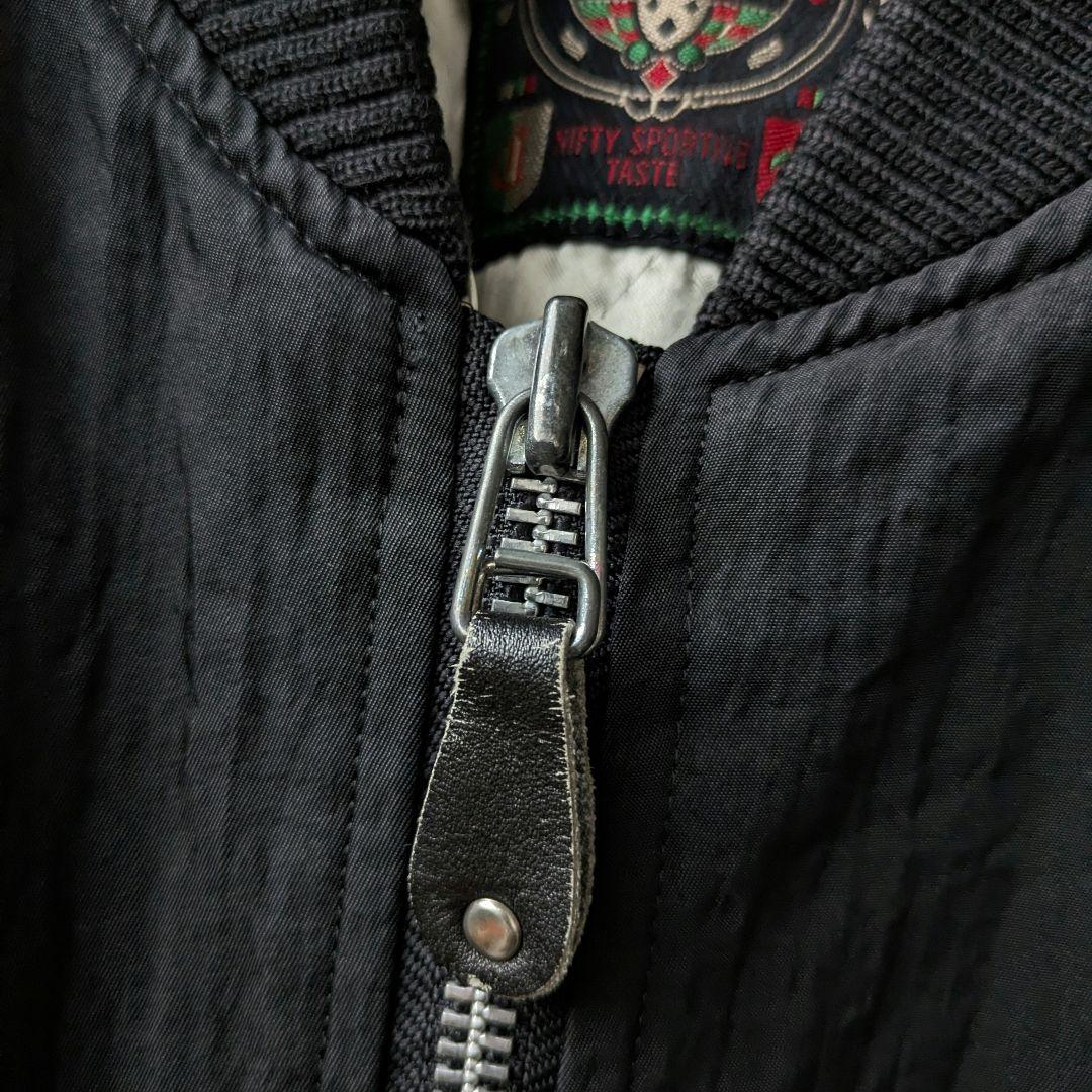 USA製　80s　MA1　ミリタリー　キルティング　刺繍　ワッペン　ブラック　L