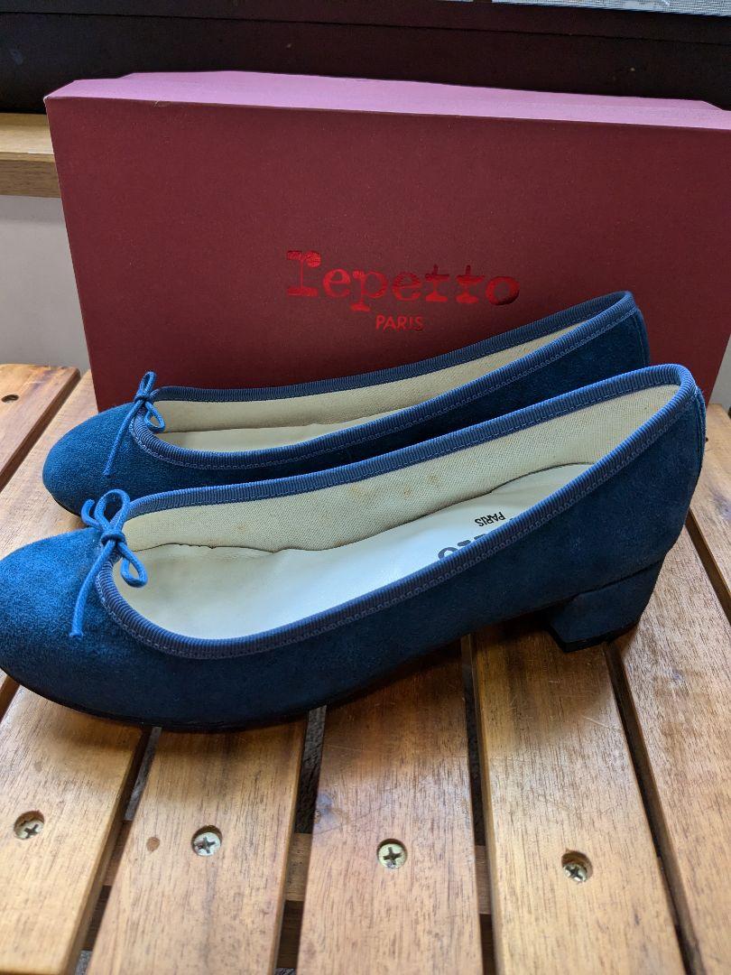 rｅｐｅｔｔｏ 青 スエード バレエシューズ 低ヒール