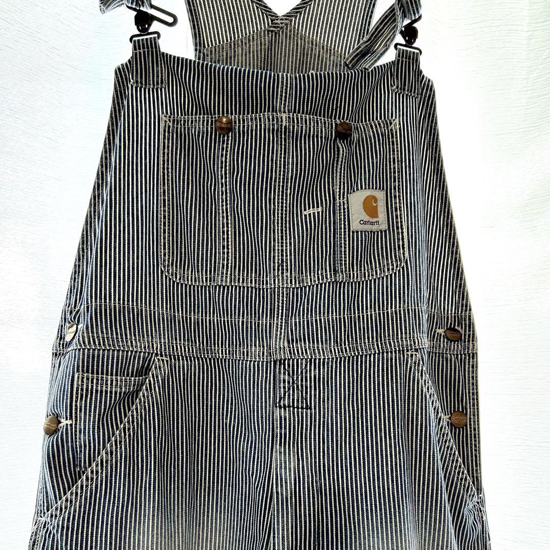 値下げ【Carhartt】カーハート　ヒッコリー　 オーバーオール　34インチ