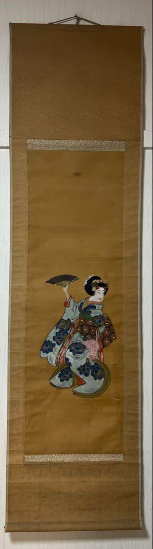 掛け軸 是真 絵［桜図］絹本 木箱付き 送料込み！