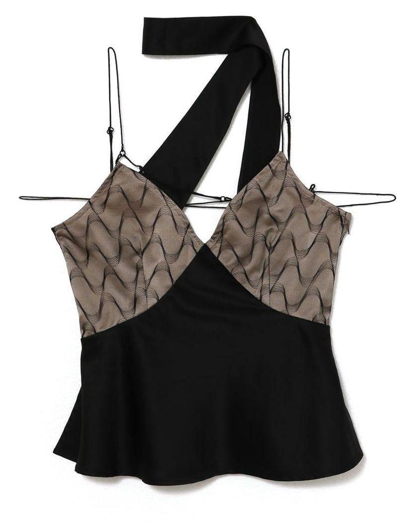 新品　THEREDTHREAD S cross camisole curve　黒