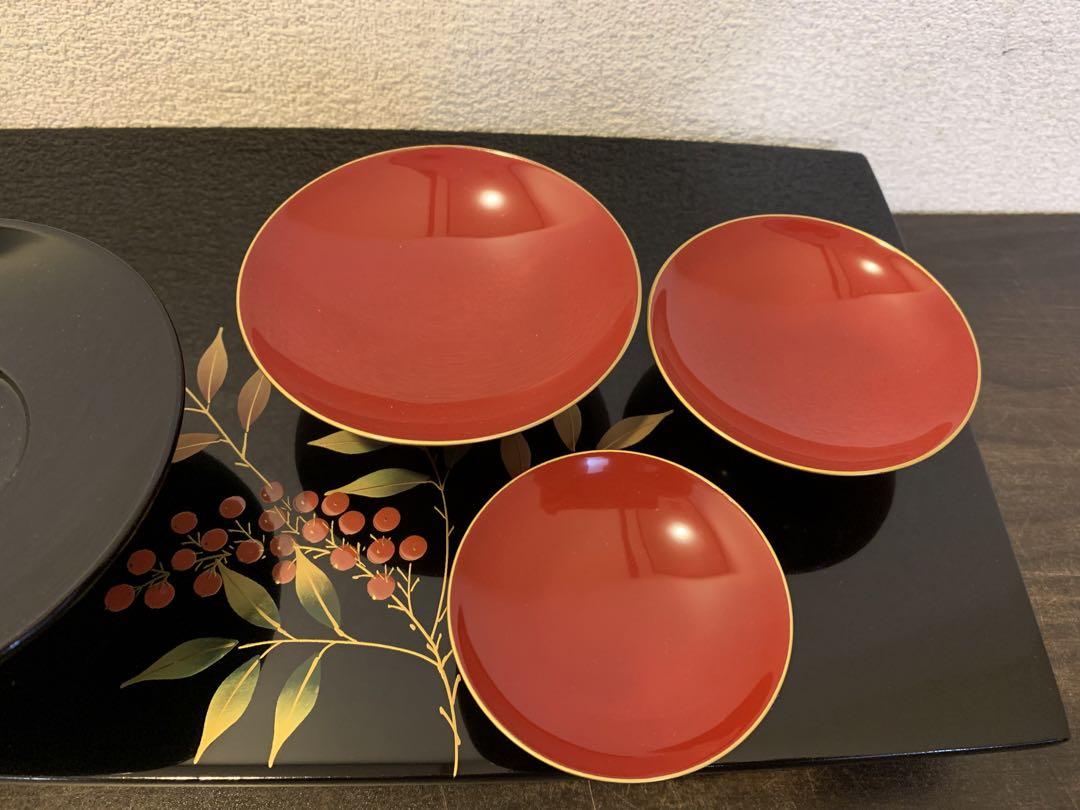 会津塗 白木屋謹製 四ツ揃屠蘇器 銅張形 黒 南天 M1043 - メルカリ