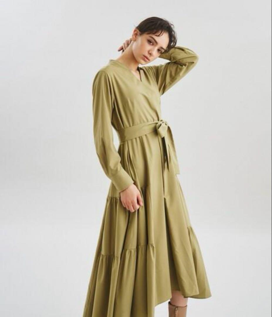 新品 ダイアグラム ロングワンピース カシュクール シャツワンピース長袖 *27