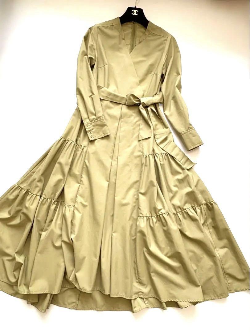 新品 ダイアグラム ロングワンピース カシュクール シャツワンピース長袖 *27
