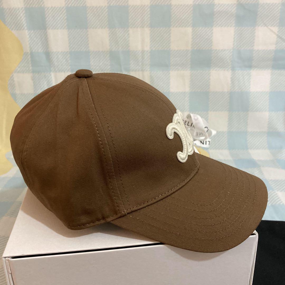 【美品】CELINE ブラウンロゴ刺繍 キャップ CELINE ロゴ刺繍 ベースボールキャップ ブラウン - メルカリ