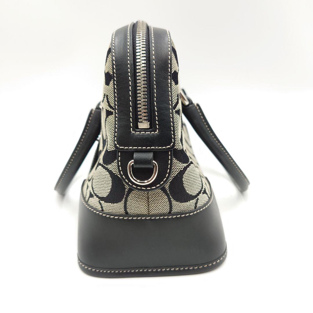 COACH ハンドバッグ シグネチャー 黒 グレー レザー コーチ 6047