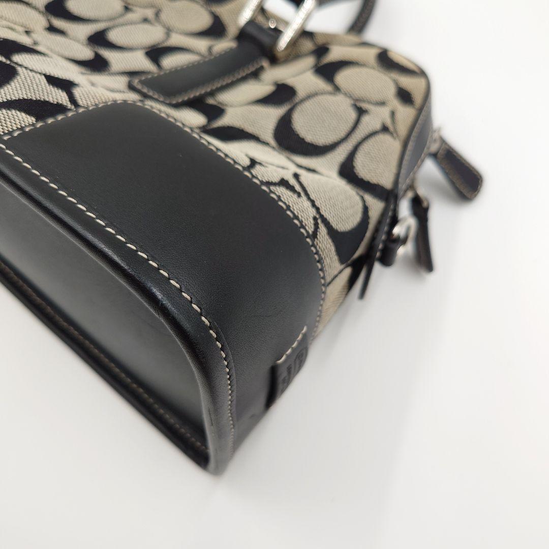 COACH ハンドバッグ シグネチャー 黒 グレー レザー コーチ 6047