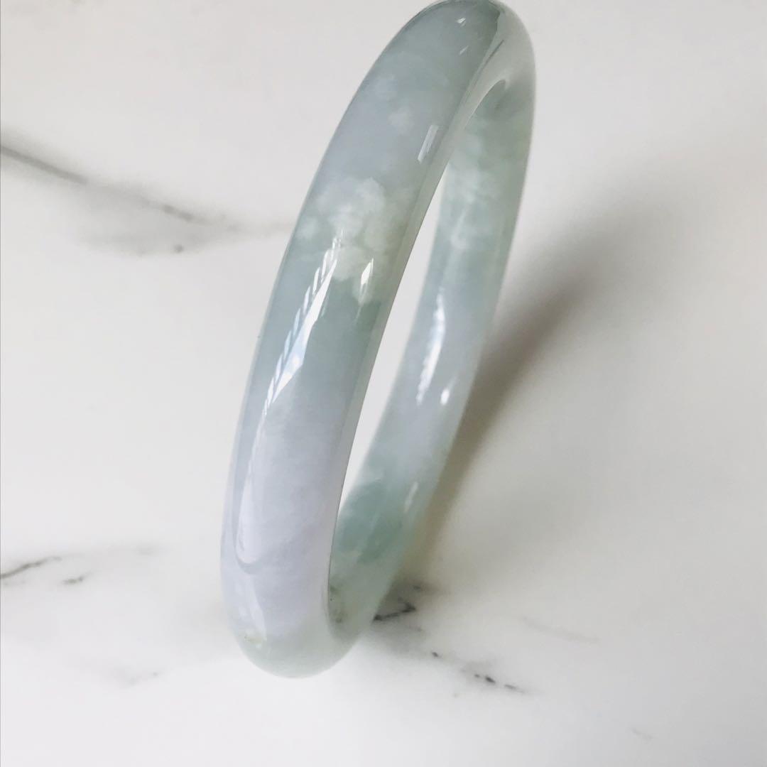 【B3810-086】翡翠　ヒスイ　希少　バングル　ミャンマー産　59.3mm