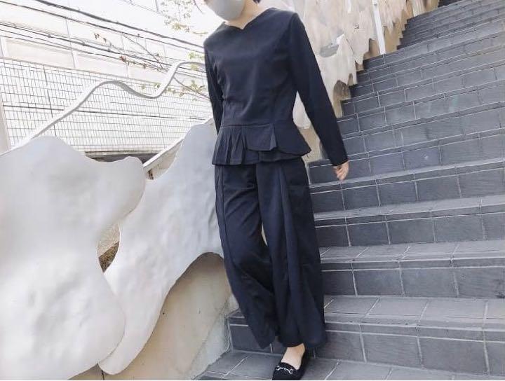 パンツスーツ黒新品カジュアルセットアップレディース黒オフィス韓国通勤ママ友女子会 メルカリ パンツスーツ黒新品カジュアルセットアップレディース黒オフィス韓国通勤ママ友女子会 メルカリ