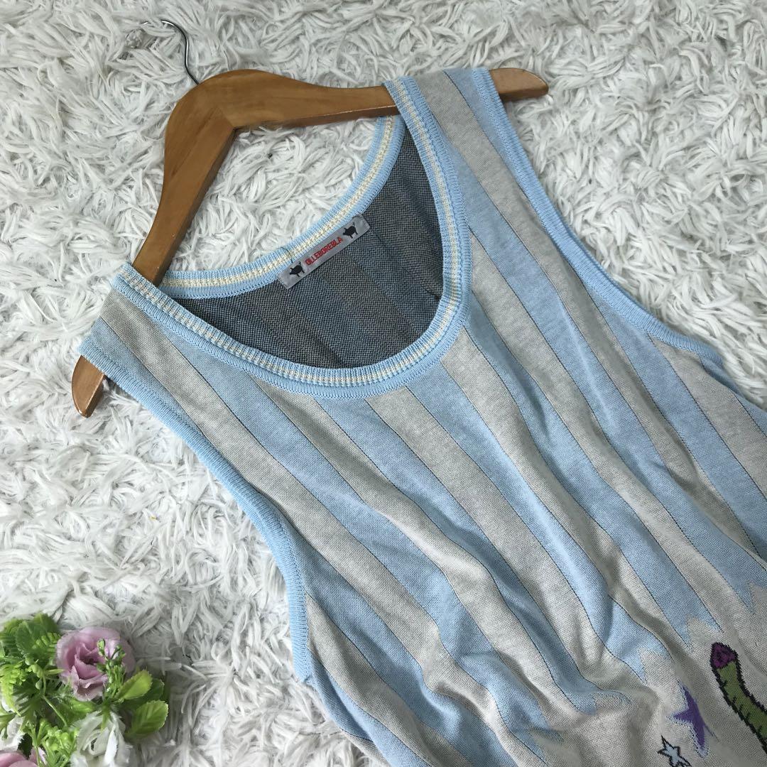 chloe 七分〜長袖ちりめん素材生地紺色柄×vivid赤ワンピース