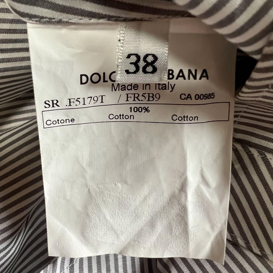 【美品】DOLCE&GABBANA ストライプシャツ グレー 38 M フリル