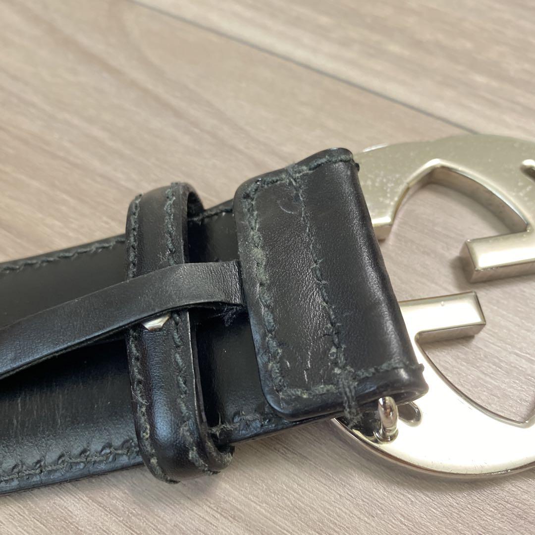 ◆GUCCI　グッチ ダブルG バックル レザーベルト　メンズ