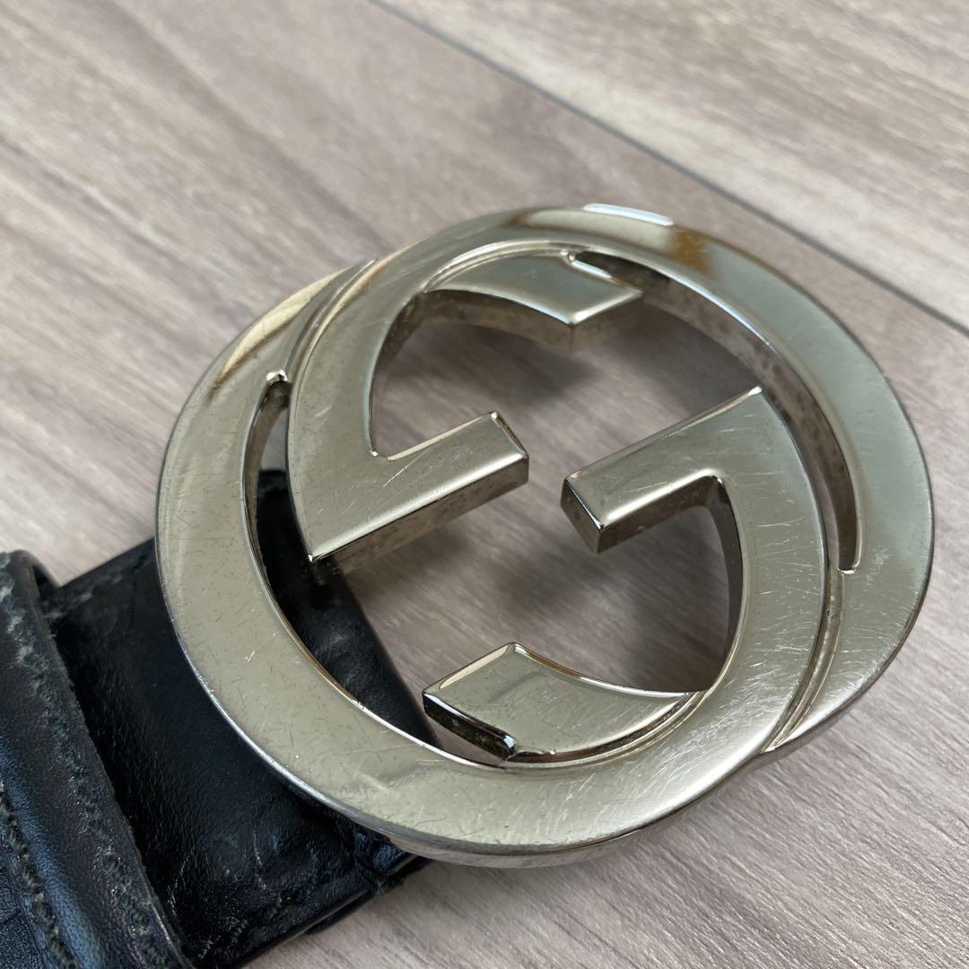 ◆GUCCI　グッチ ダブルG バックル レザーベルト　メンズ