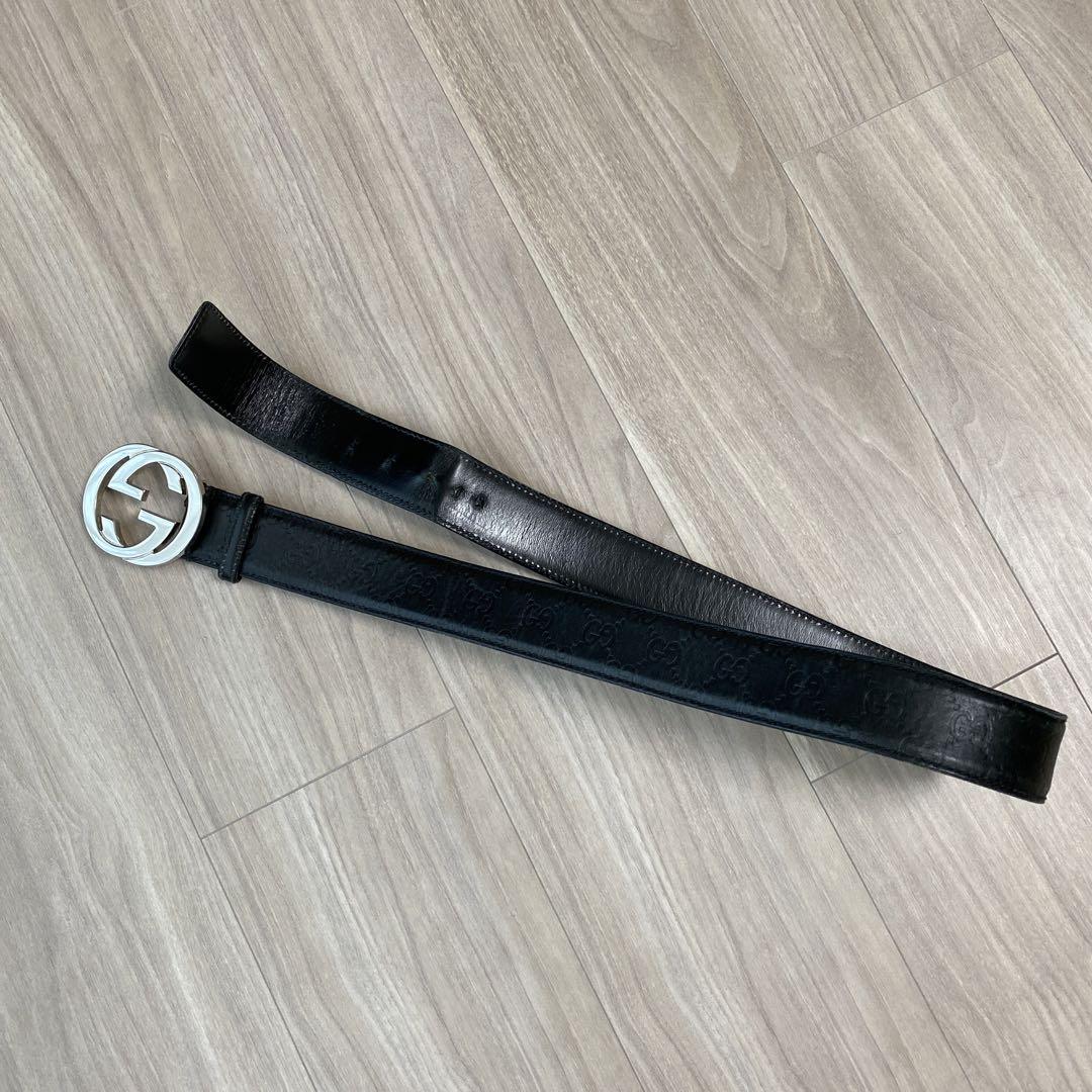 ◆GUCCI　グッチ ダブルG バックル レザーベルト　メンズ