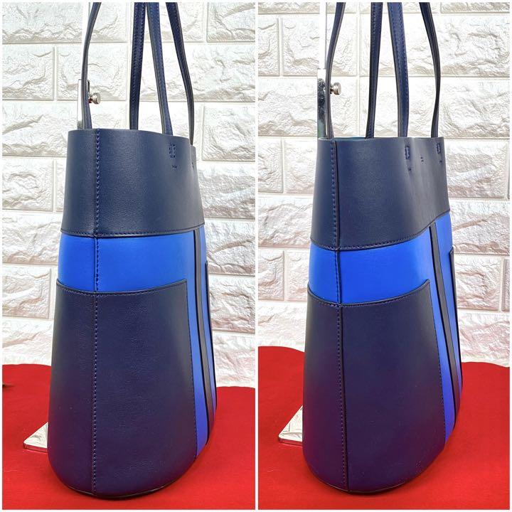 49%割引ブルー系超爆安 【激レア✨極美品】Tory Burch ブロックT ファッションの Burch 【激レア✨極美品】Tory ブロックT 紺色 トートバッグ バケット トートバッグ