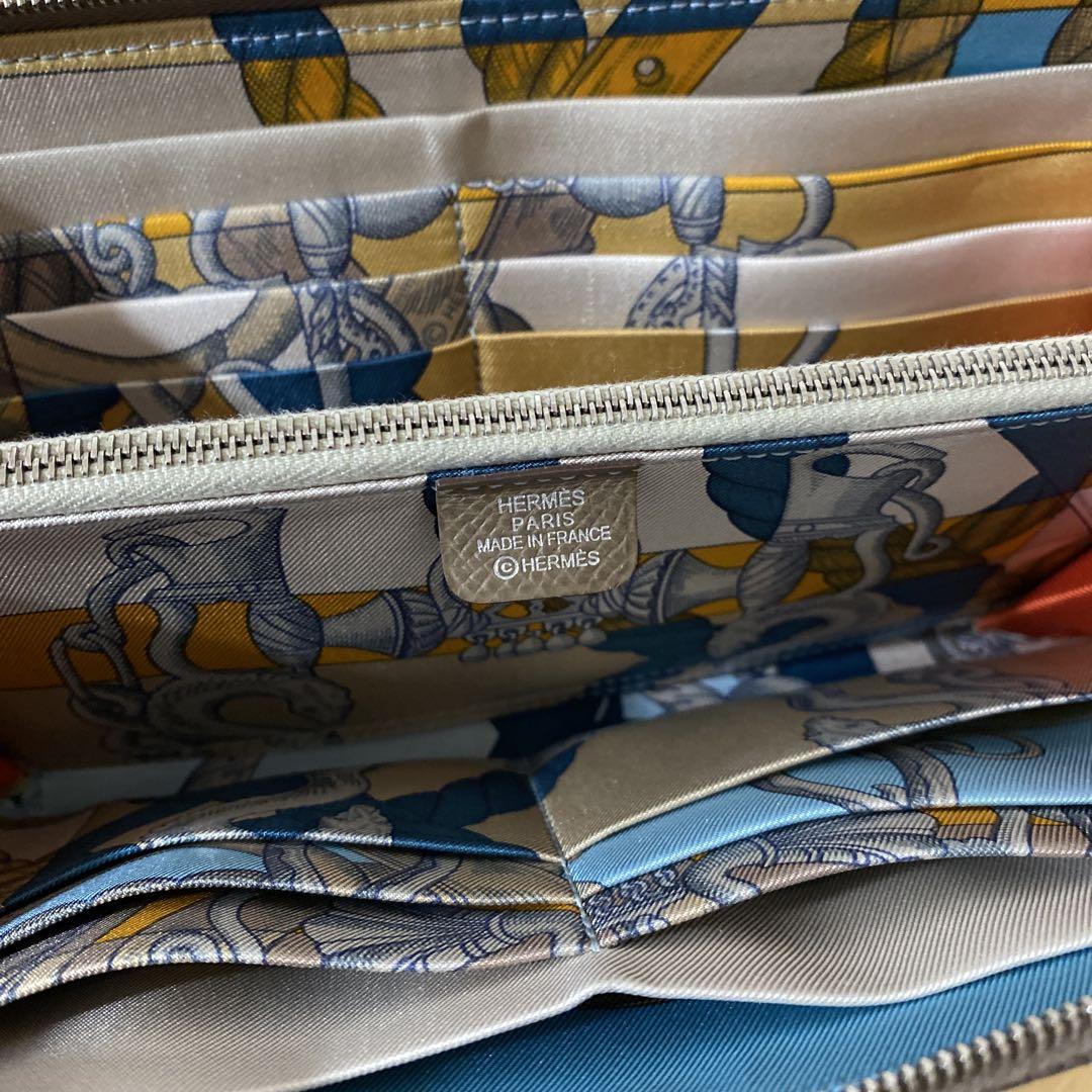 エルメス アザップ シルクインロング 長財布 エトープ 美品