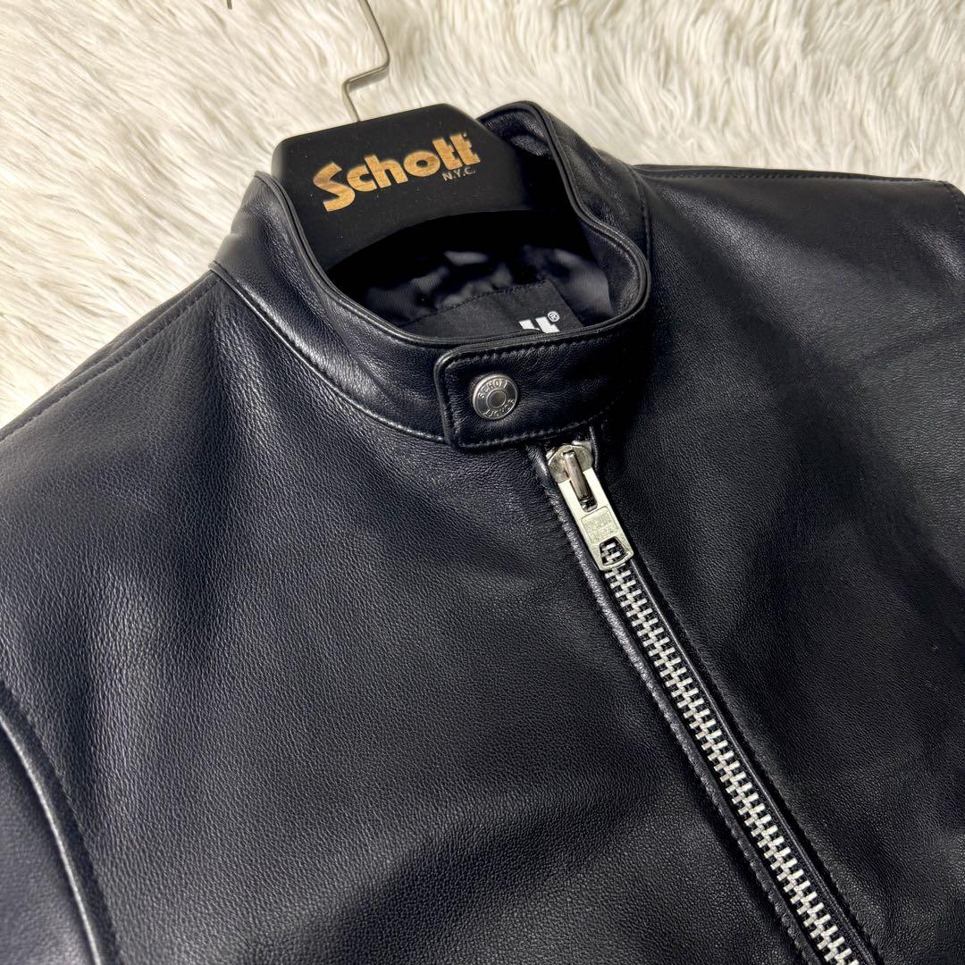 美品/希少✨schott ライダースジャケット　シングル　ラムレザー 黒　M
