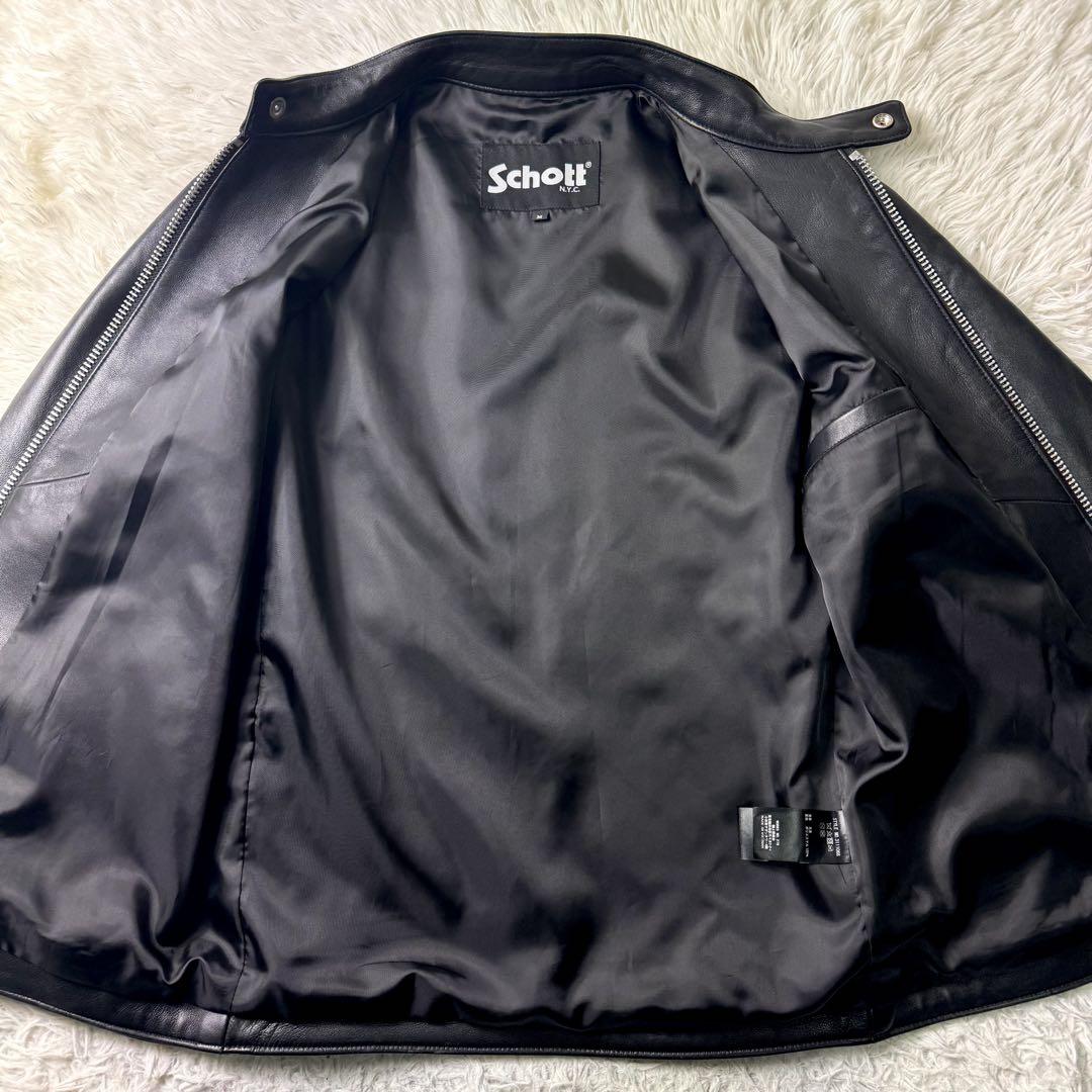 美品/希少✨schott ライダースジャケット　シングル　ラムレザー 黒　M