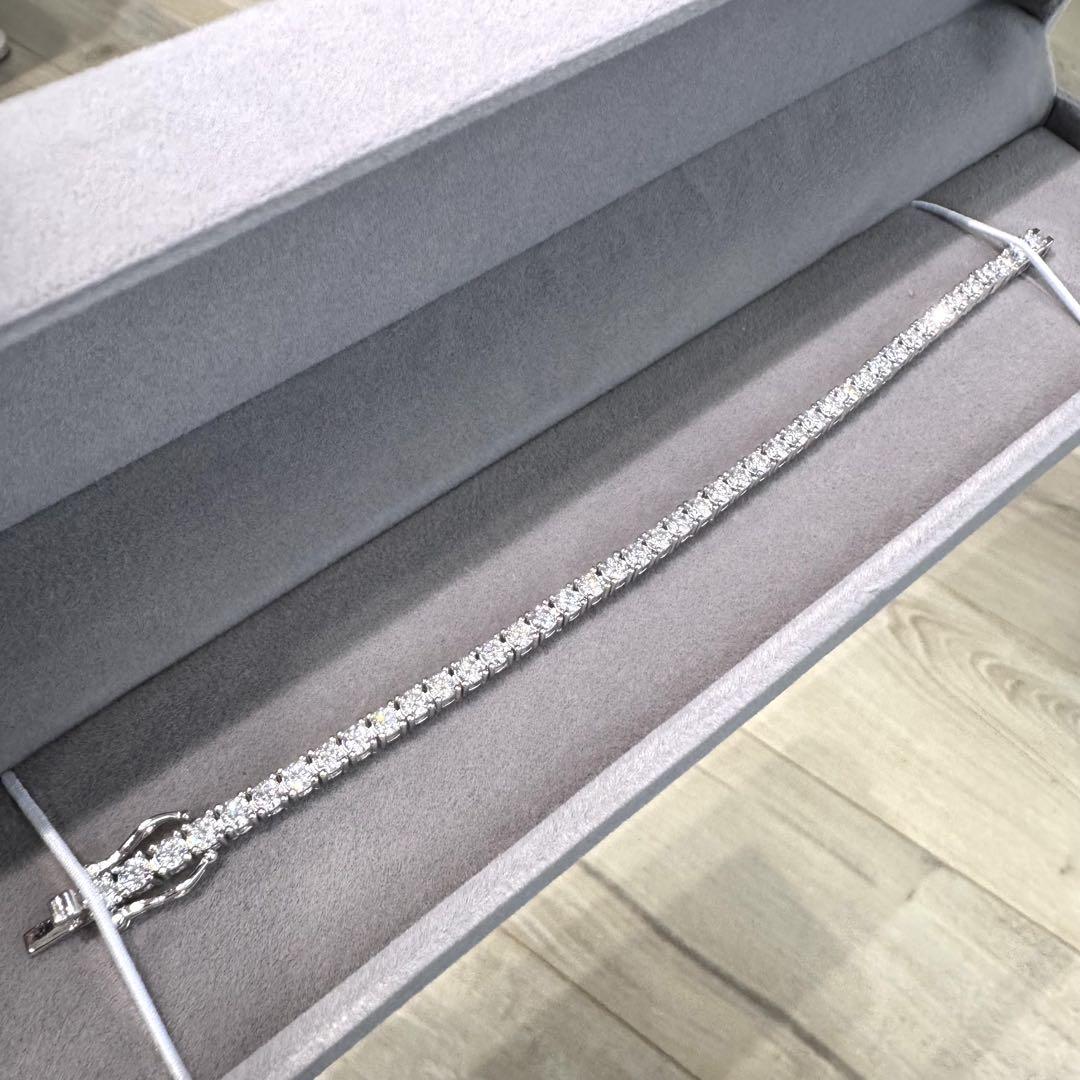 テニスブレスレット　モアサナイト　金属アレルギー対応　3mm 幅17.7cm