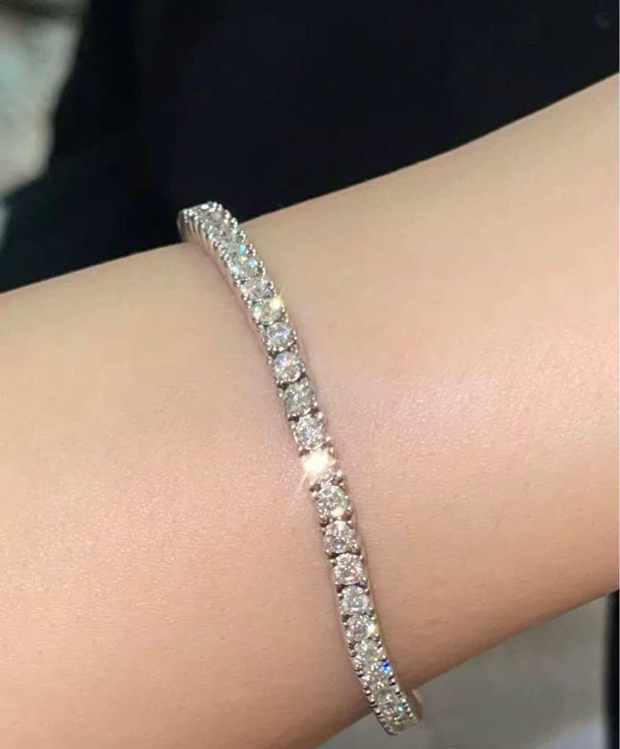 テニスブレスレット　モアサナイト　金属アレルギー対応　3mm 幅17.7cm