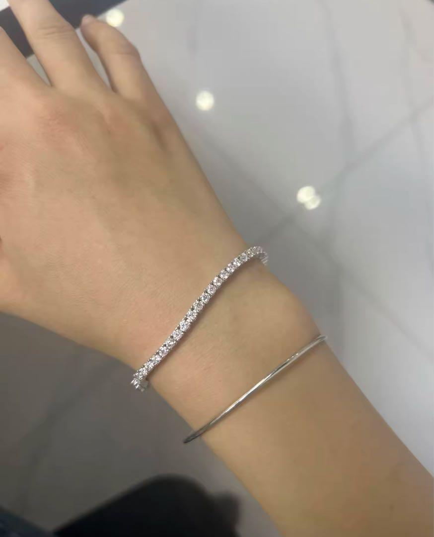 テニスブレスレット　モアサナイト　金属アレルギー対応　3mm 幅17.7cm