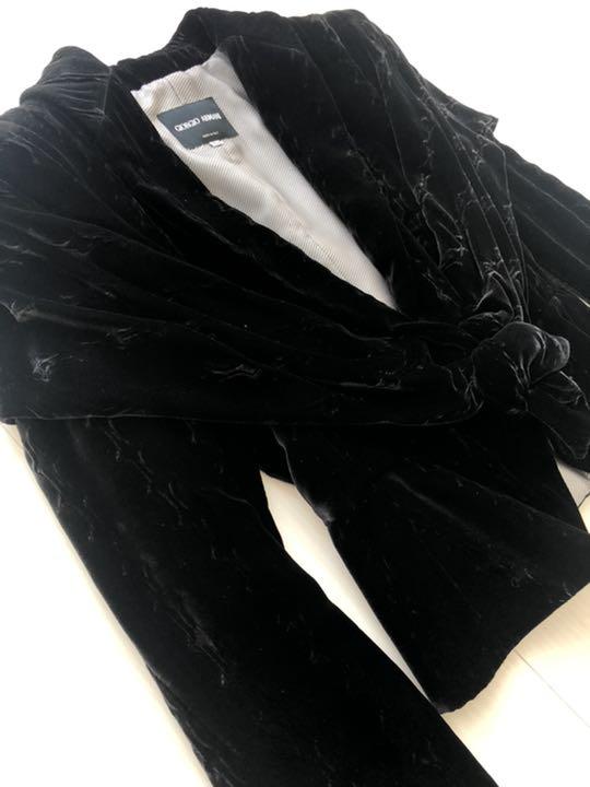 GIORGIO ARMANI ジャケット ブラック ベロア 38 画像3