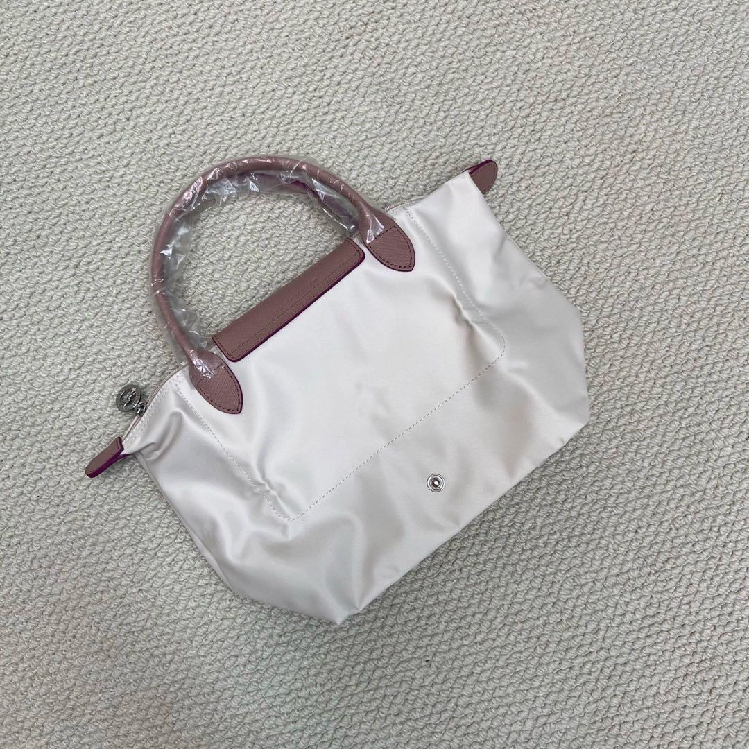 ロンシャン ハンドバッグ エッフェル塔刺繍 トートバッグ 白