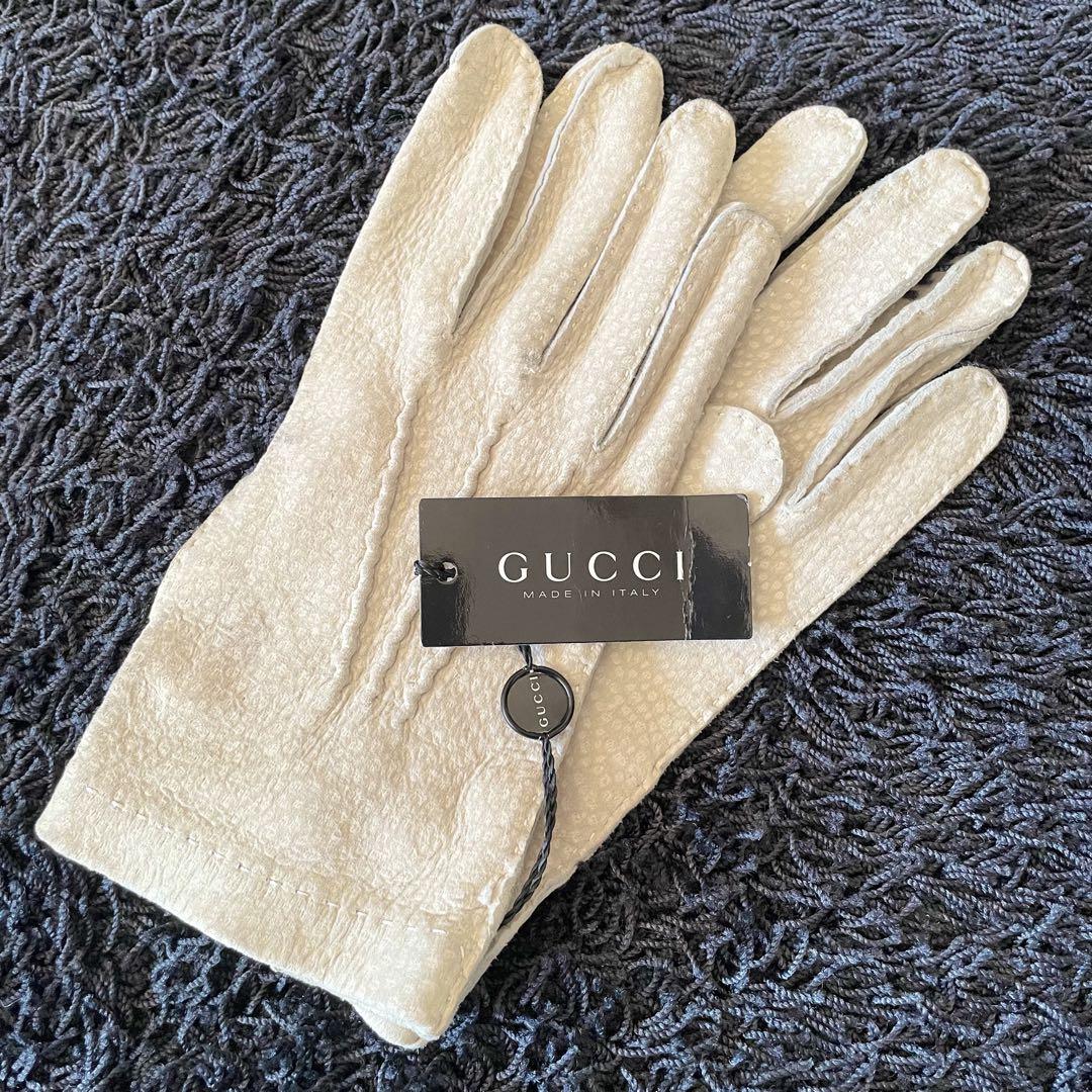 未使用品✨GUCCI グッチ レザーグローブ 手袋 ベージュ 8 1/2
