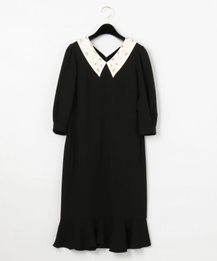 美品grace continental ビジュー衿バイカラーワンピース