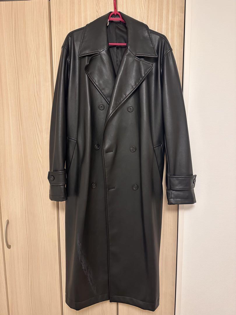 ZARA ブラック レザートレンチコート