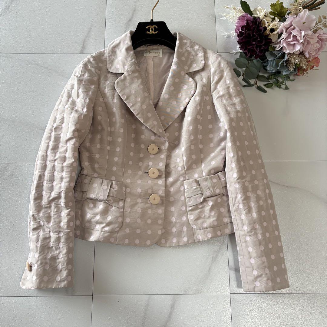 harrods ベージュ ドット柄 テーラードジャケット ハロッズ