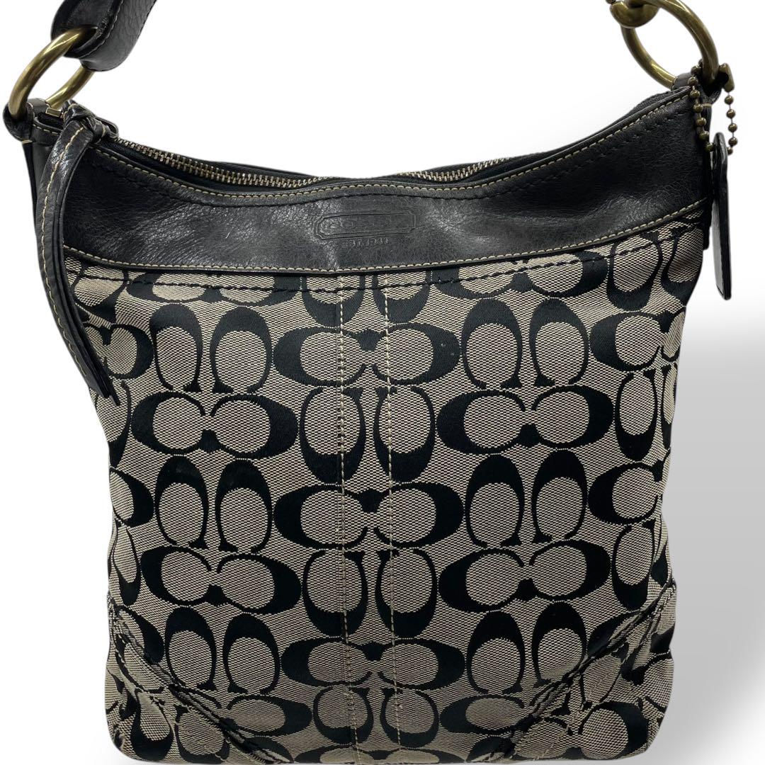 ✨良品✨コーチ キャンバス×レザー ミニハンドバッグ ブラック 美品 COACH コーチ ハンドバッグ キャンバス レザー ブラック