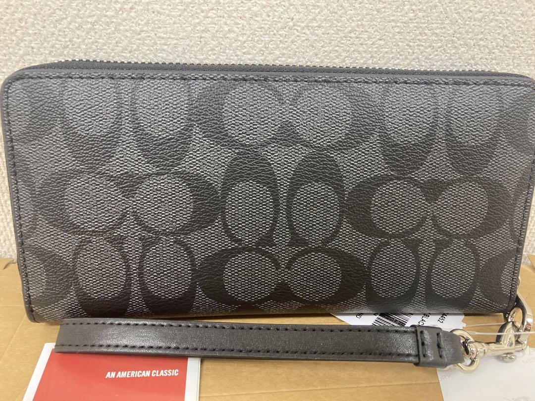 ★新品 COACH 長財布 シグネチャー C4452 ブラックスモーク×ブラック