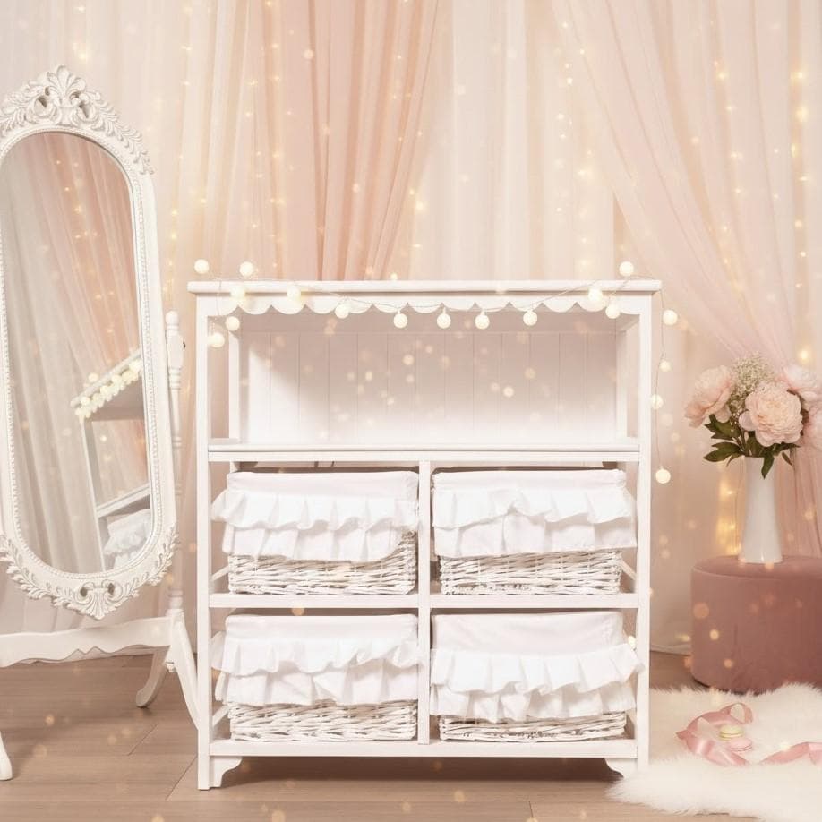 フリル バスケット4個 オープンチェスト ガーリー アウトレット新品、♥