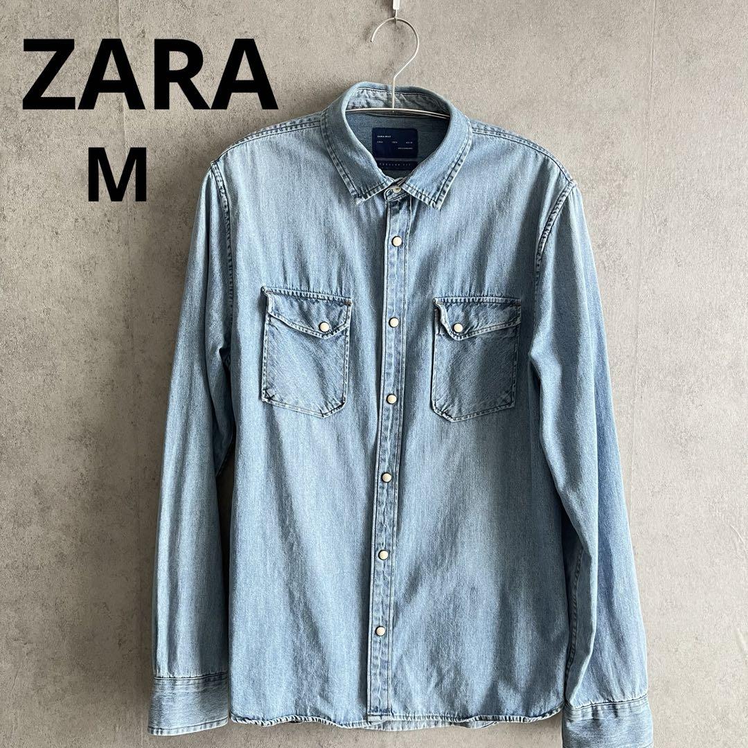 【超お買い得！】 ZARA デニム メルカリ - 長袖 Mサイズ 羽織り メンズ シャツ トップス