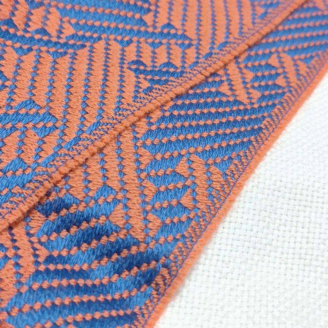 イーマリネッラE.MARINELLA千鳥格子柄ウールストールマフラー青橙ネクタイ イーマリネッラE.MARINELLA千鳥格子柄ウールストールマフラー青橙ネクタイ