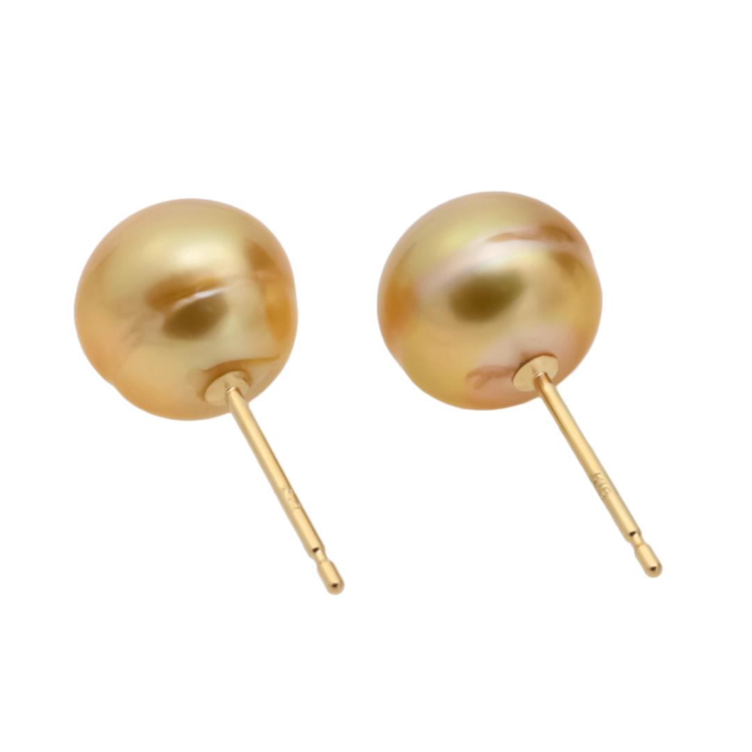 通販生活 ファッション 8.7ミリゴールデンパールピアス K18YG - メルカリ アクセサリー