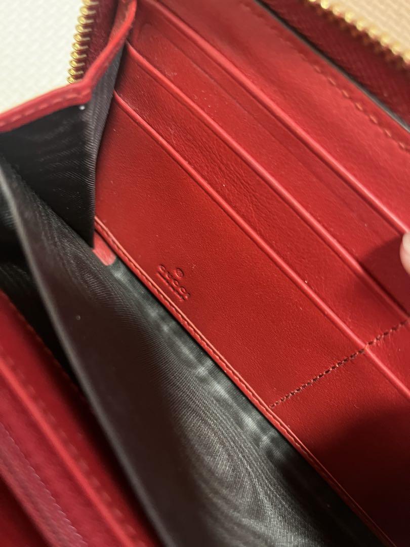 GUCCI グッチ バンブー 長財布 レザー レッド ラウンドファスナー