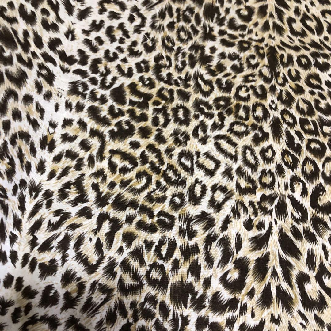 新品】浴衣 ヒョウ柄白地×茶黒