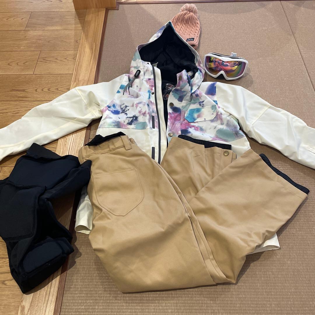 スノーボードウェア セット ニット帽 ゴーグル レギンス Mサイズ