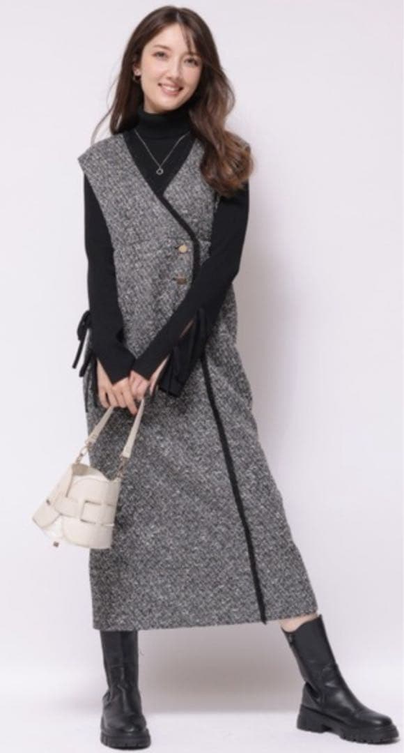 美品✨【Apuweiser-riche】ラップツイードジャンスカ ★SS(XS) 美品✨【Apuweiser-riche】ラップツイードジャンスカ ★SS(XS)