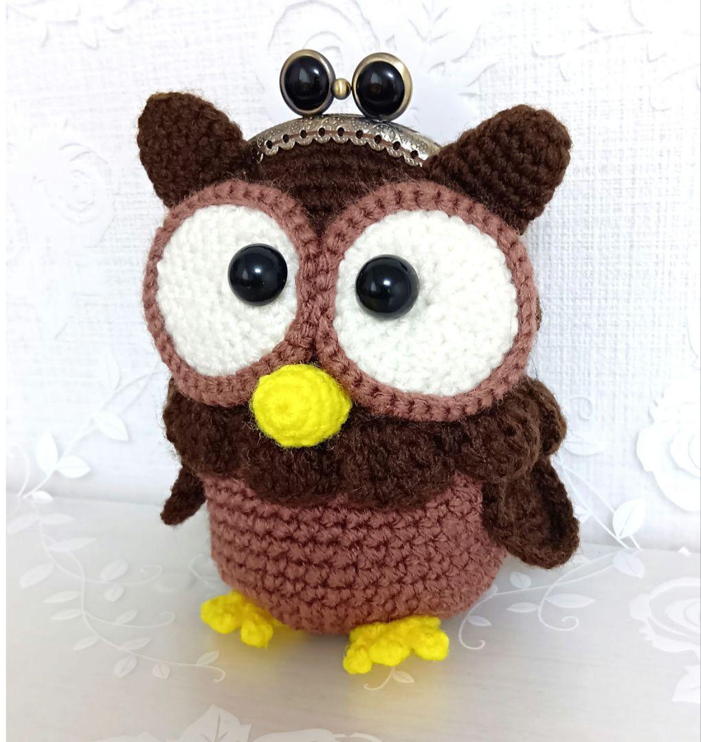 ✽ハンドメイド✽ 手編み がま口 あみぐるみ おサルさん フクロウさんポーチ♥