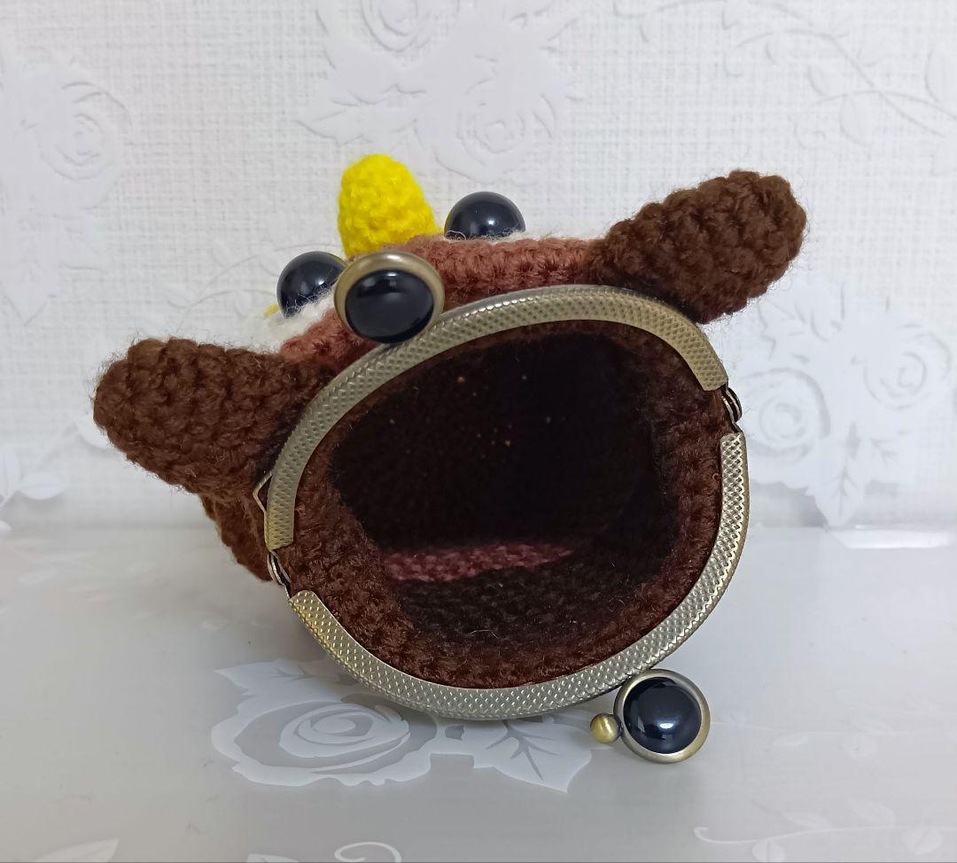 ✽ハンドメイド✽ 手編み がま口 あみぐるみ おサルさん フクロウさんポーチ♥