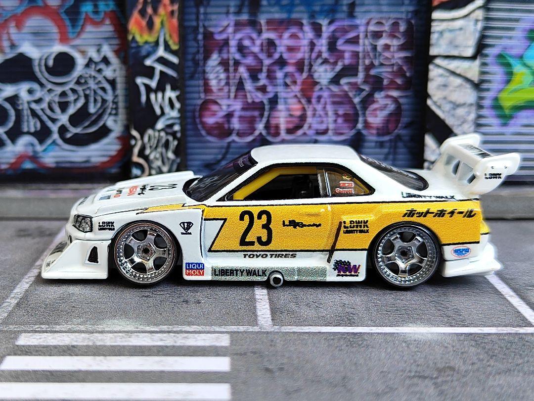 ホットウィールカスタム 日産 R34 シルエット メッキ✩深リム☆トミカ改造