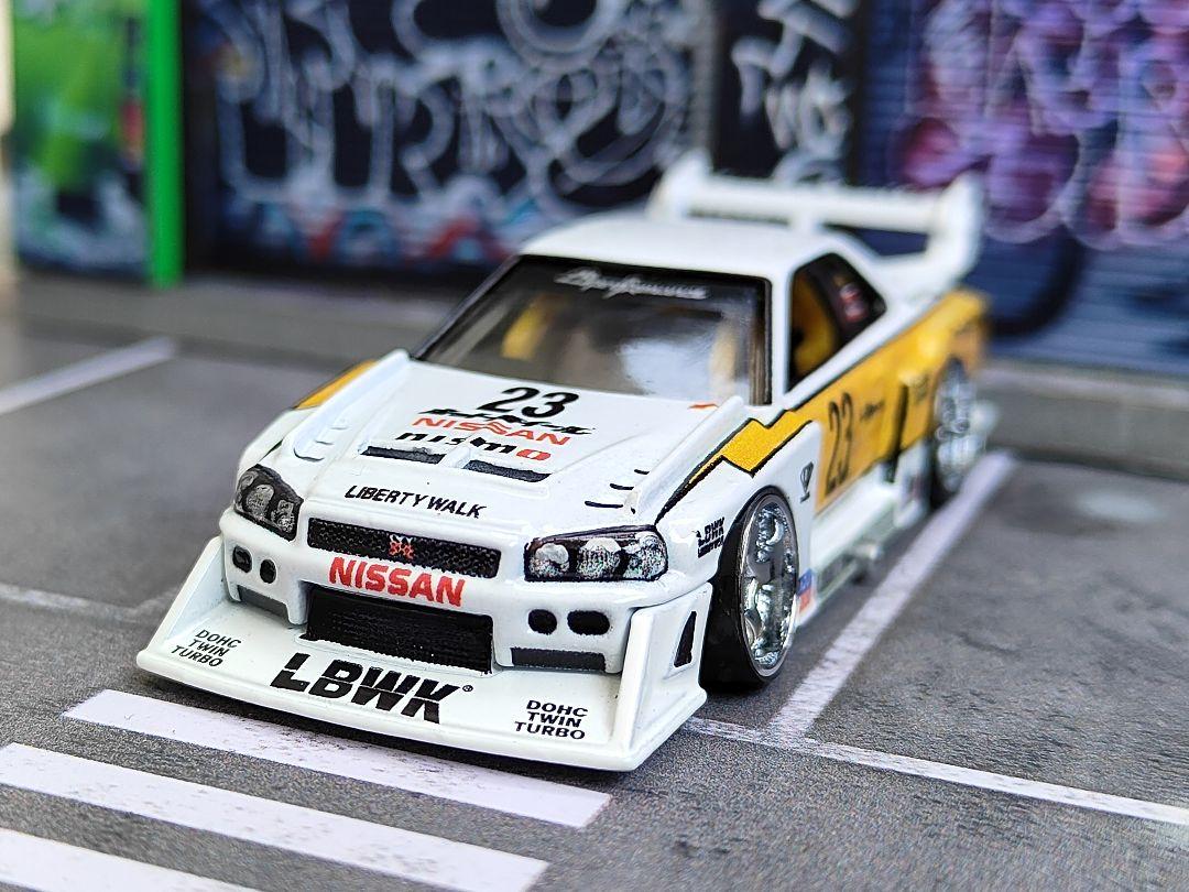 ホットウィールカスタム 日産 R34 シルエット メッキ✩深リム☆トミカ改造