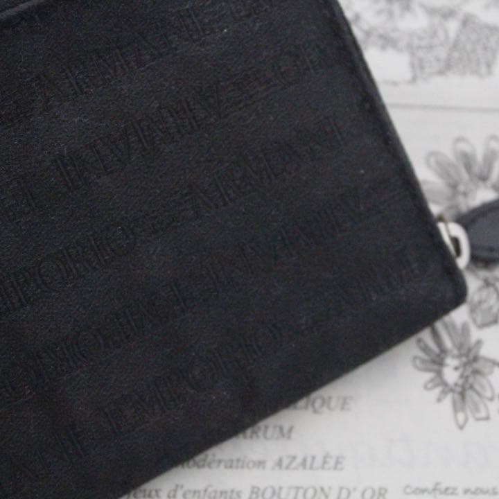 開店祝い 良品☘️ キャンバス 長財布 ラウンドファスナー 革 ARMANI