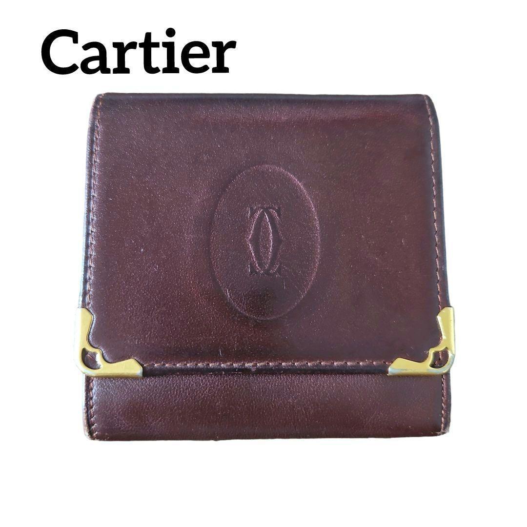 Cartier カルティエ メンズ コインケース 小銭入れ ボルドー 金フチ by