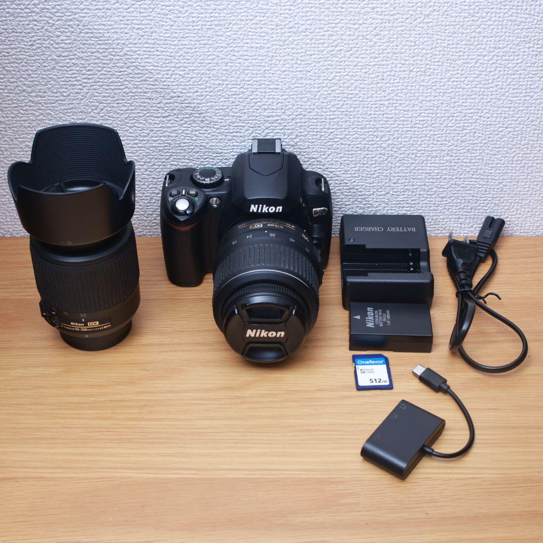 スマホ転送可 Nikon D40X 一眼レフデジタルカメラ 電池レンズ2本等付