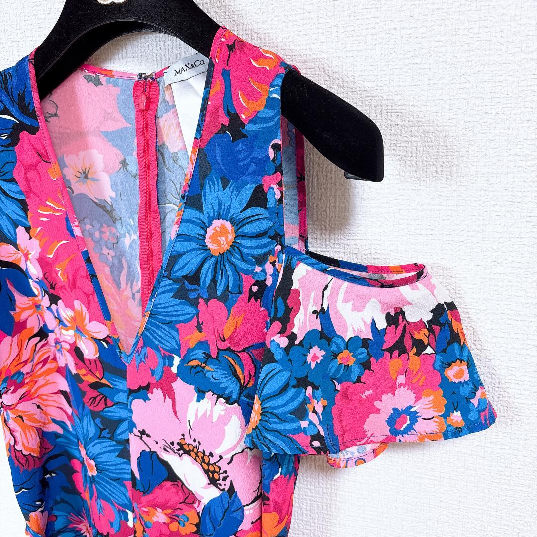 【美品】 MAX&CO 肩出し オールインワンパンツ サロペット 花柄 36