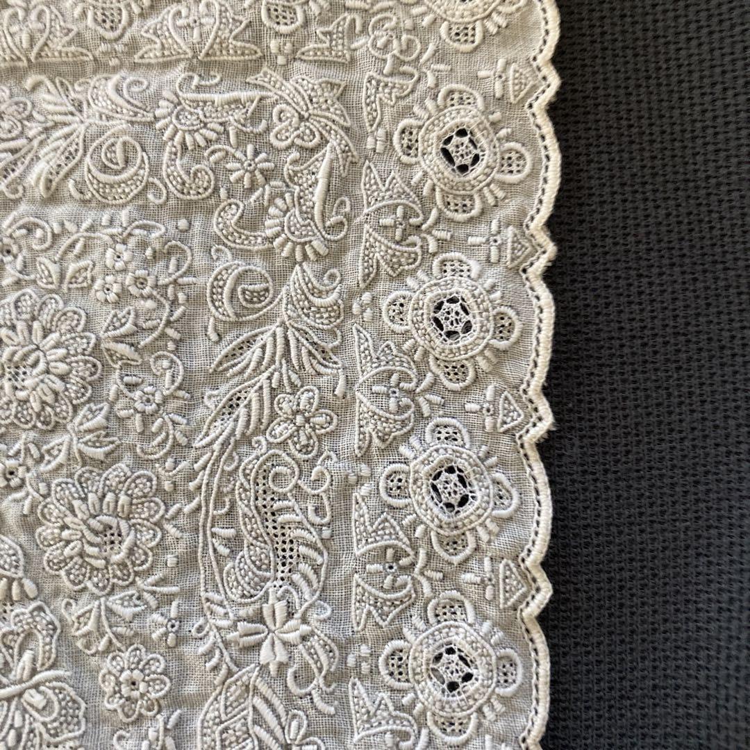 汕頭　ハンカチ　手刺繍　ヴィンテージ